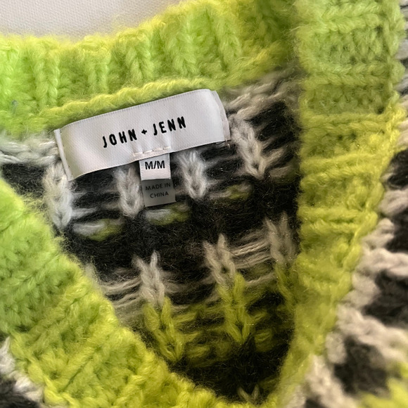 John + Jenn Anthropologie Neon Fair Isle Knit Sweater Pullover Chunky Y2K Retro - Picture 4 of 5